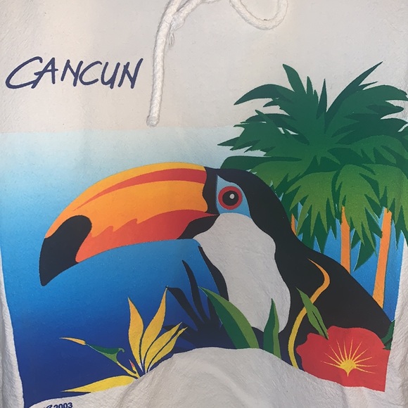 Cancun Graphic Light Cotton Pullover Top Pure White Women’s Size Medium - Picture 2 of 7